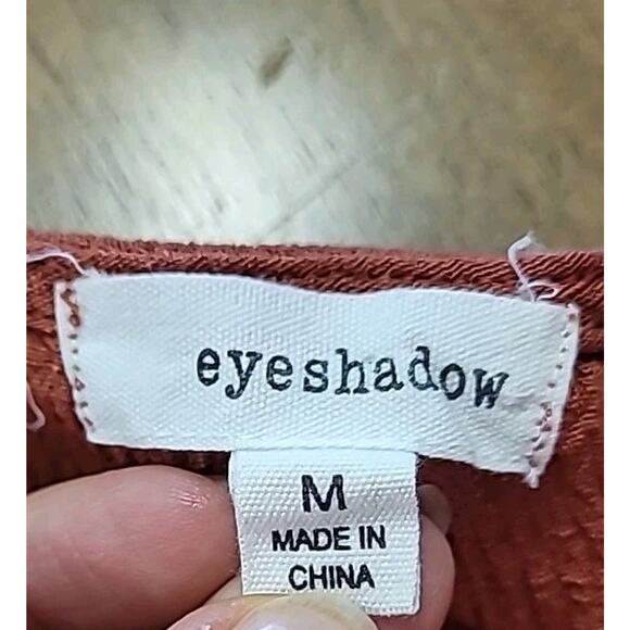 Boho Burnt Orange Peplum Flutter Sleeve Cropped Top Fairycore Cottagecore M - Picture 5 of 8